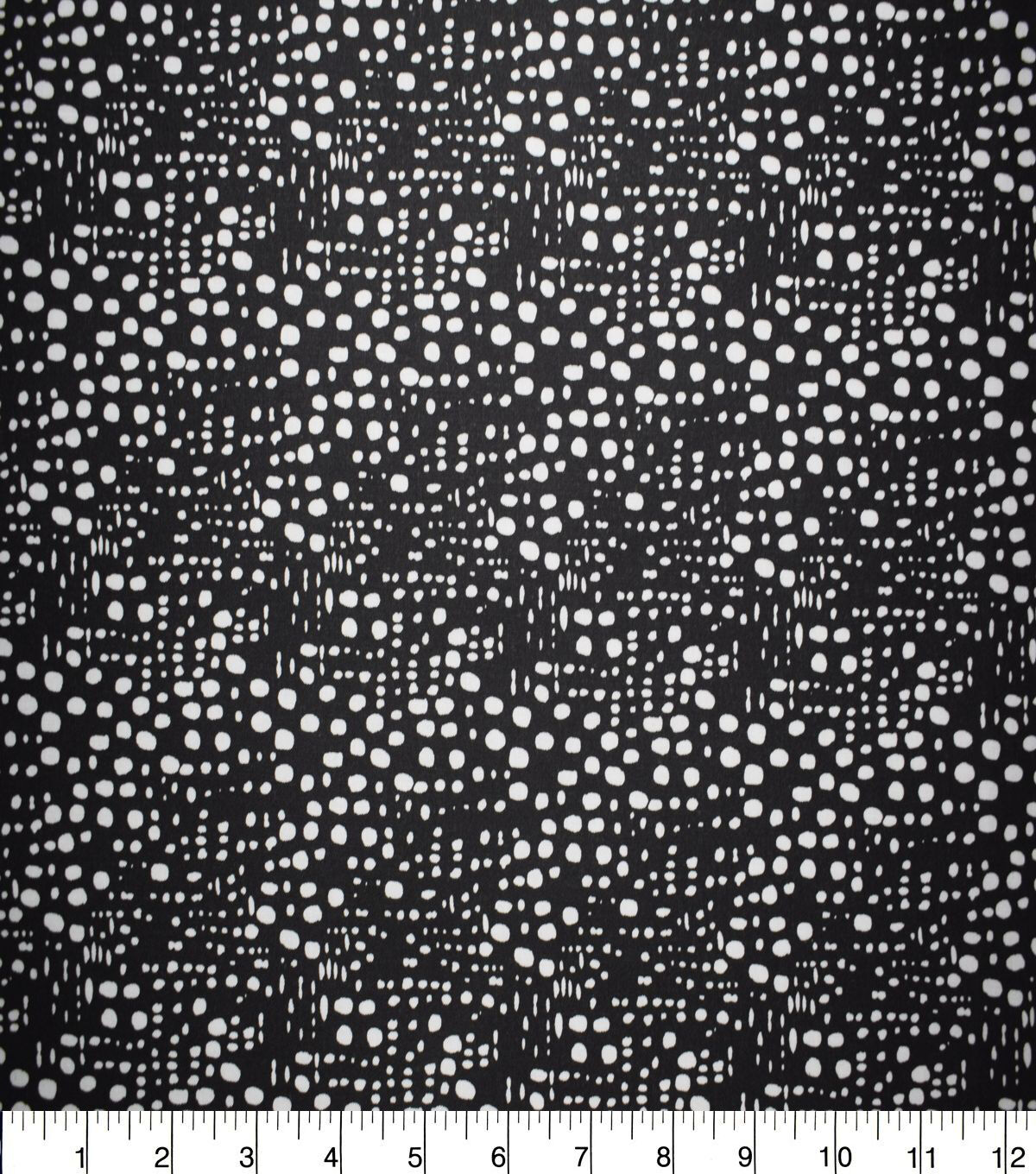 White Funky Dots on Black Quilt Cotton Fabric by Quilter's Showcase