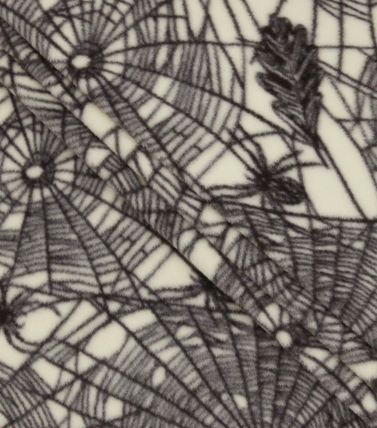 Black Spiderwebs on Beige Anti Pill Fleece Fabric