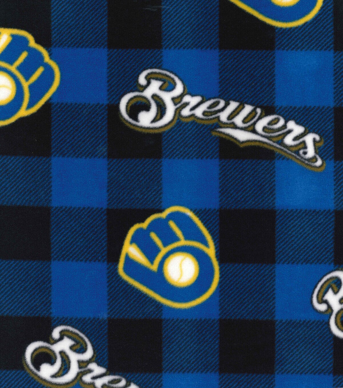 Fabric Traditions Milwaukee Brewers Fleece Fabric Buffalo Check