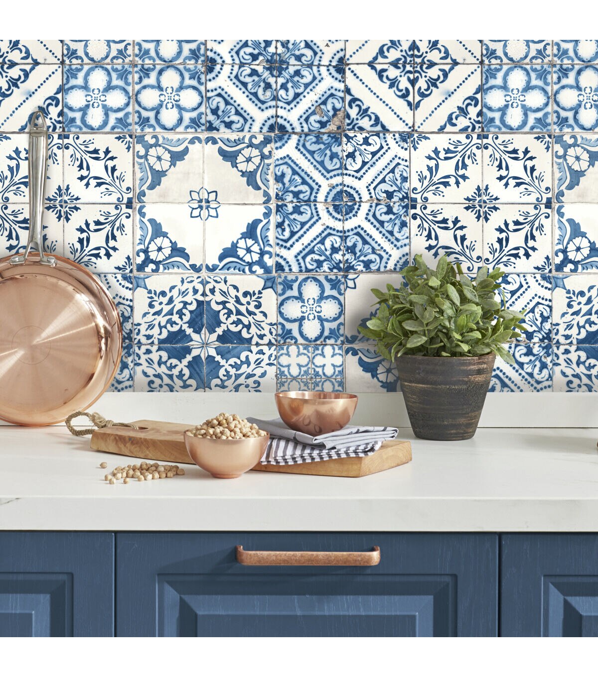 RoomMates Wallpaper Mediterranean Tile