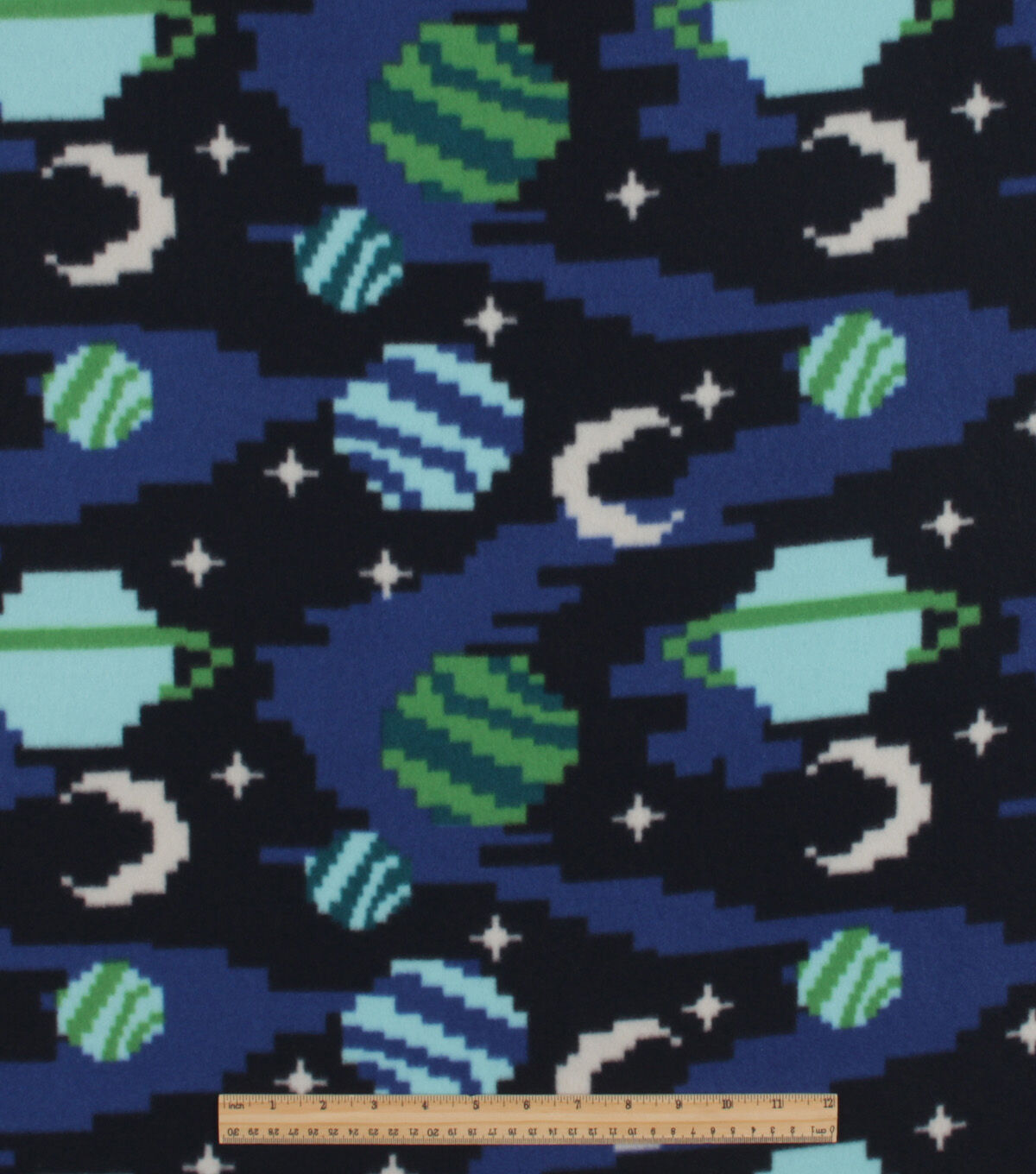 Pixal Space blizzard Prints Fleece Fabric