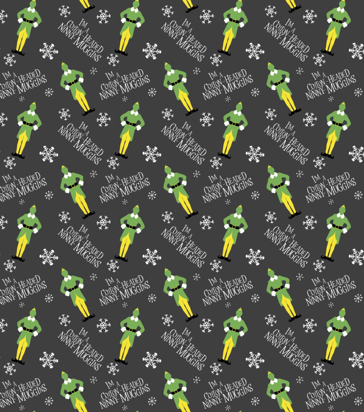 Elves & Snowflakes Christmas Cotton Fabric