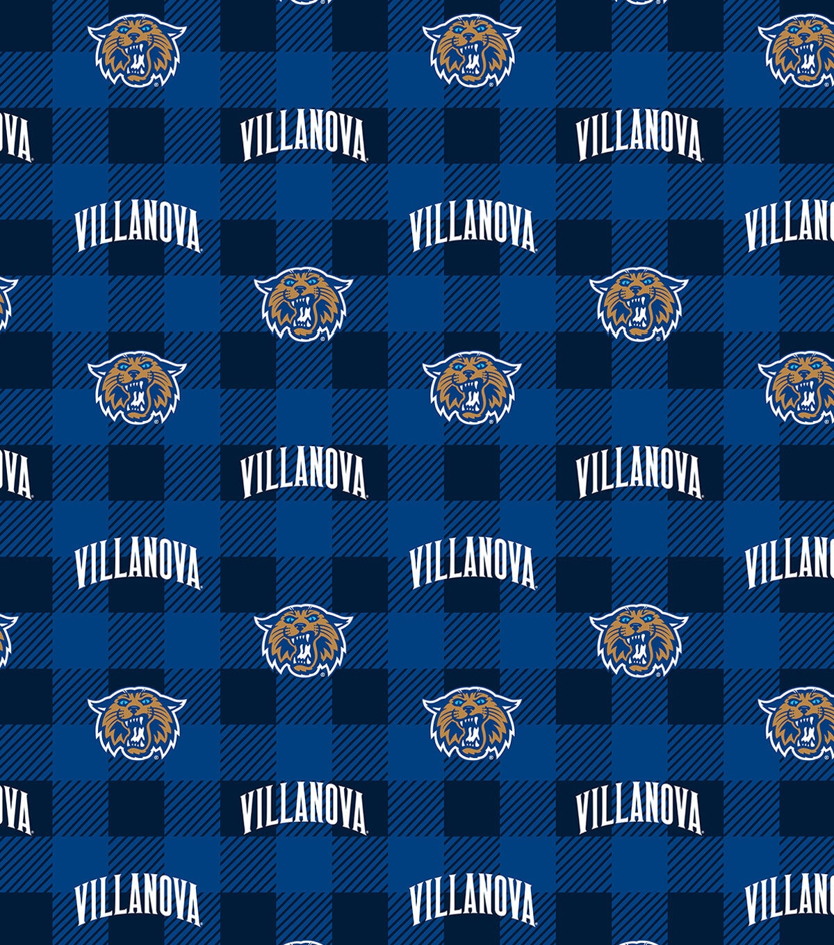 Villanova University Wildcats Fleece Fabric Buffalo Check