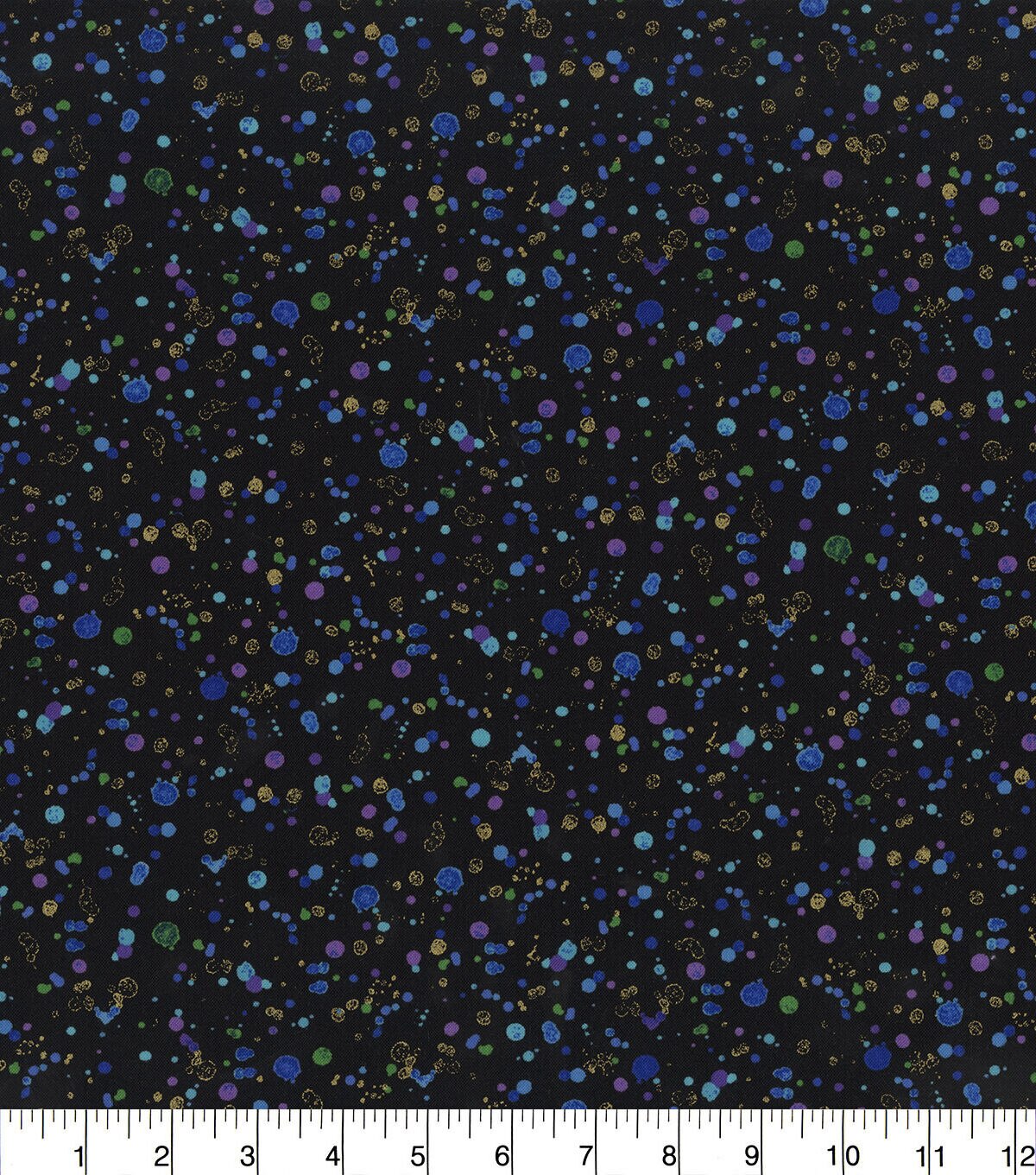 Hi Fashion Dots on Black Premium Metallic Cotton Fabric
