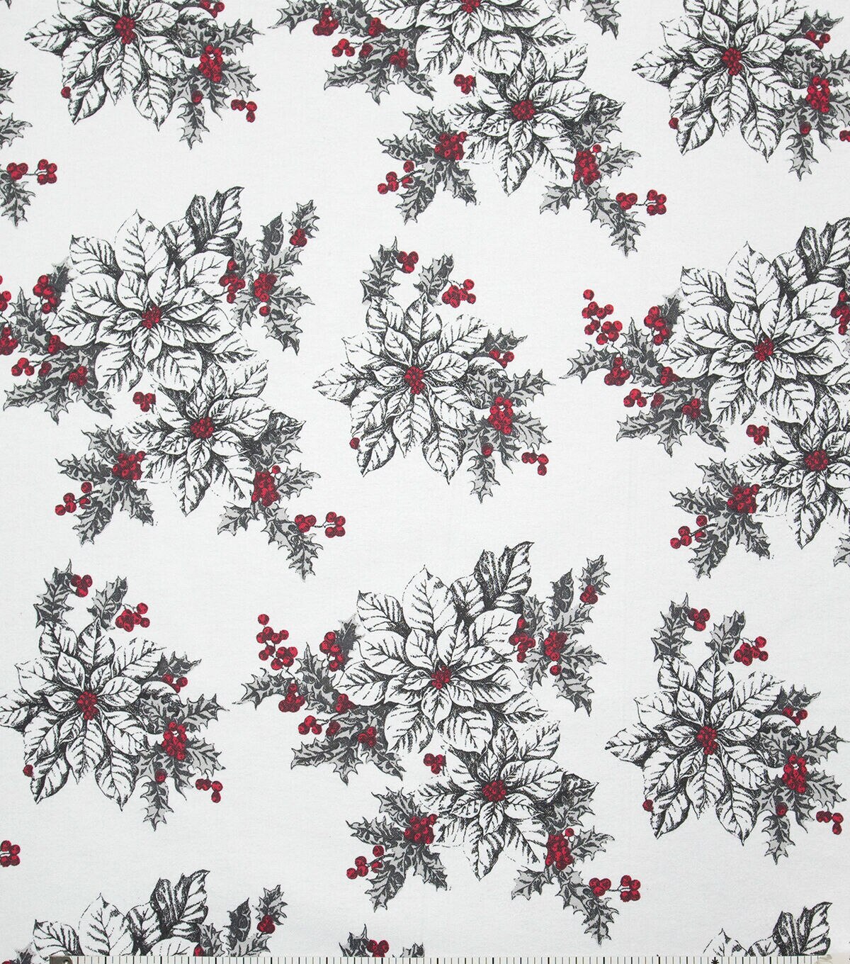 White Poinsettia Super Snuggle Flannel Fabric