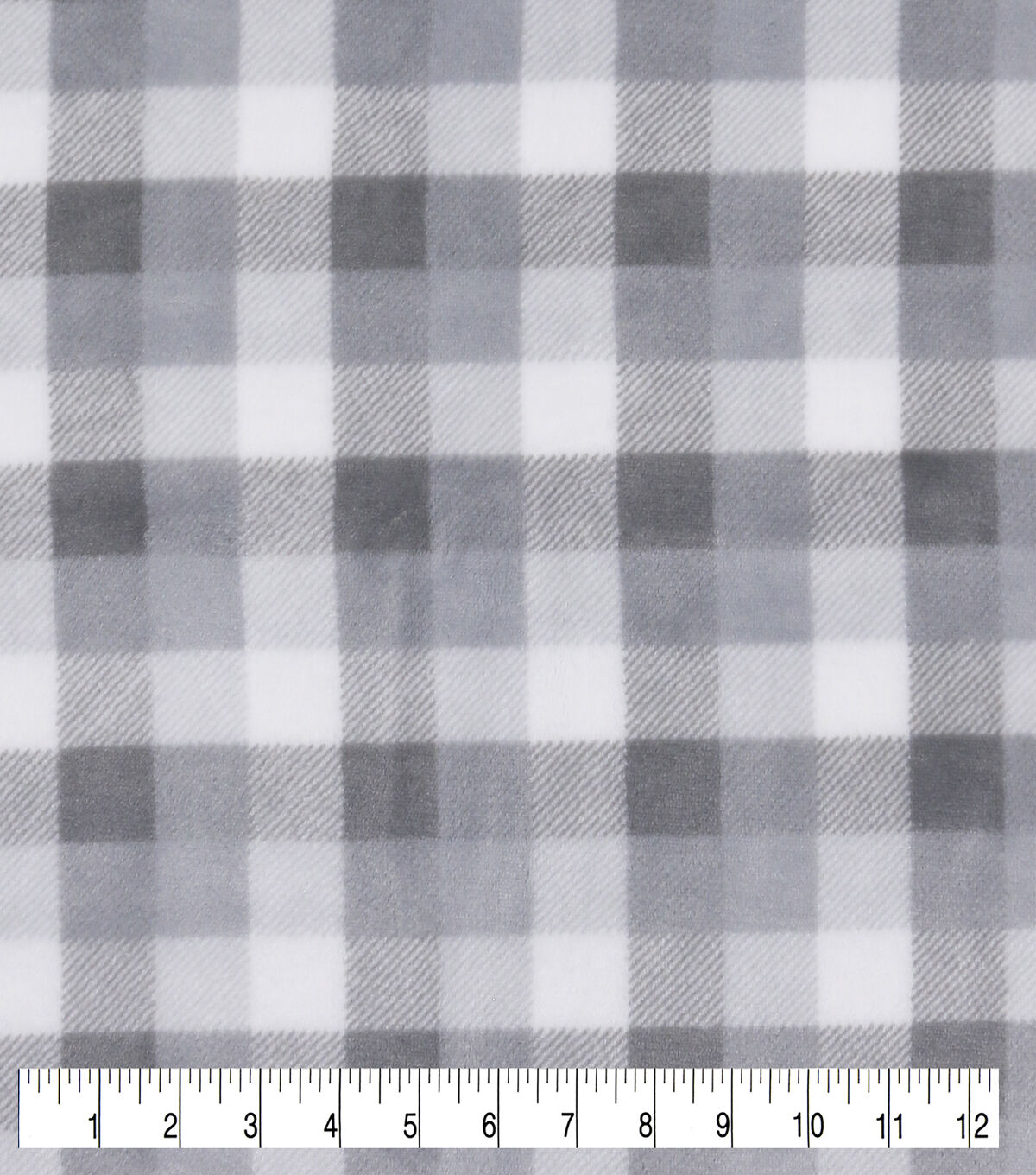 Gray & White Tri Buffalo Check Sew Lush Fleece Fabric