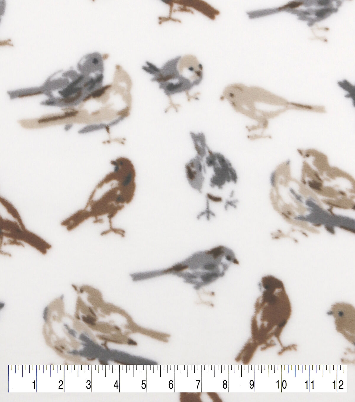 Birds on White Anti Pill Fleece Fabric