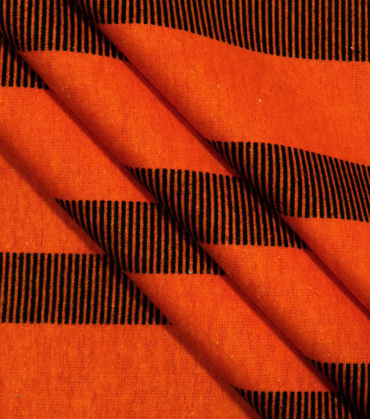 Orange & Brown Stripe Super Snuggle Flannel Fabric