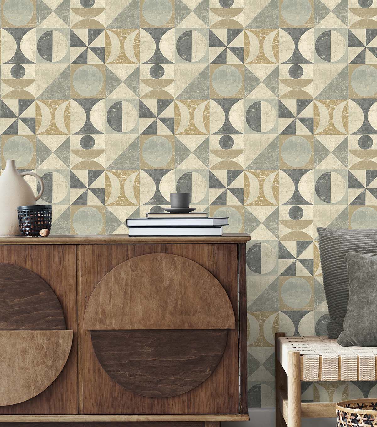 Surface Style 20.5' x 18' Pewter Take Form Peel & Stick Wallpaper