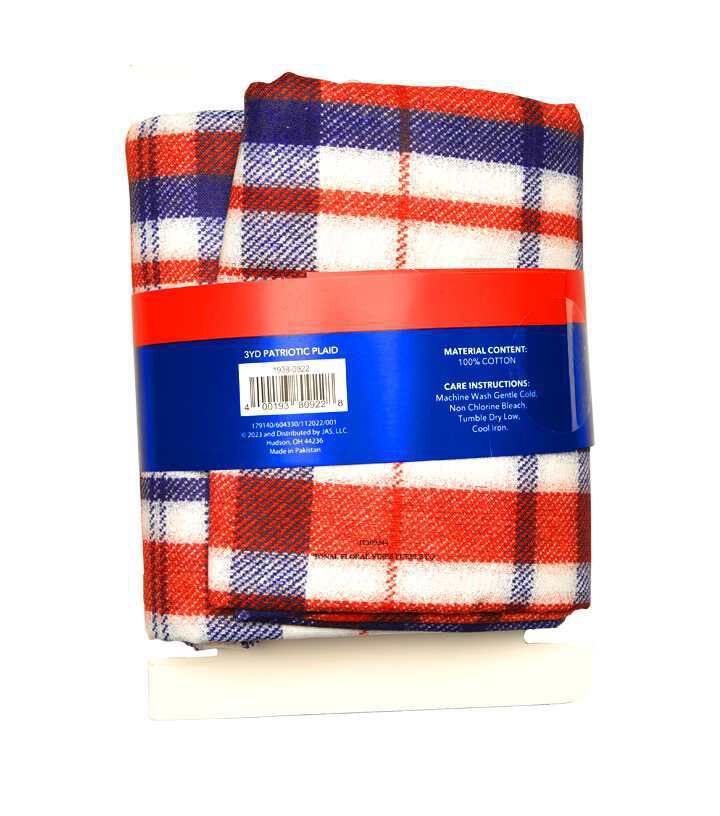3yd Patriotic Red Patriotic Plaid Precut Cotton Fabric