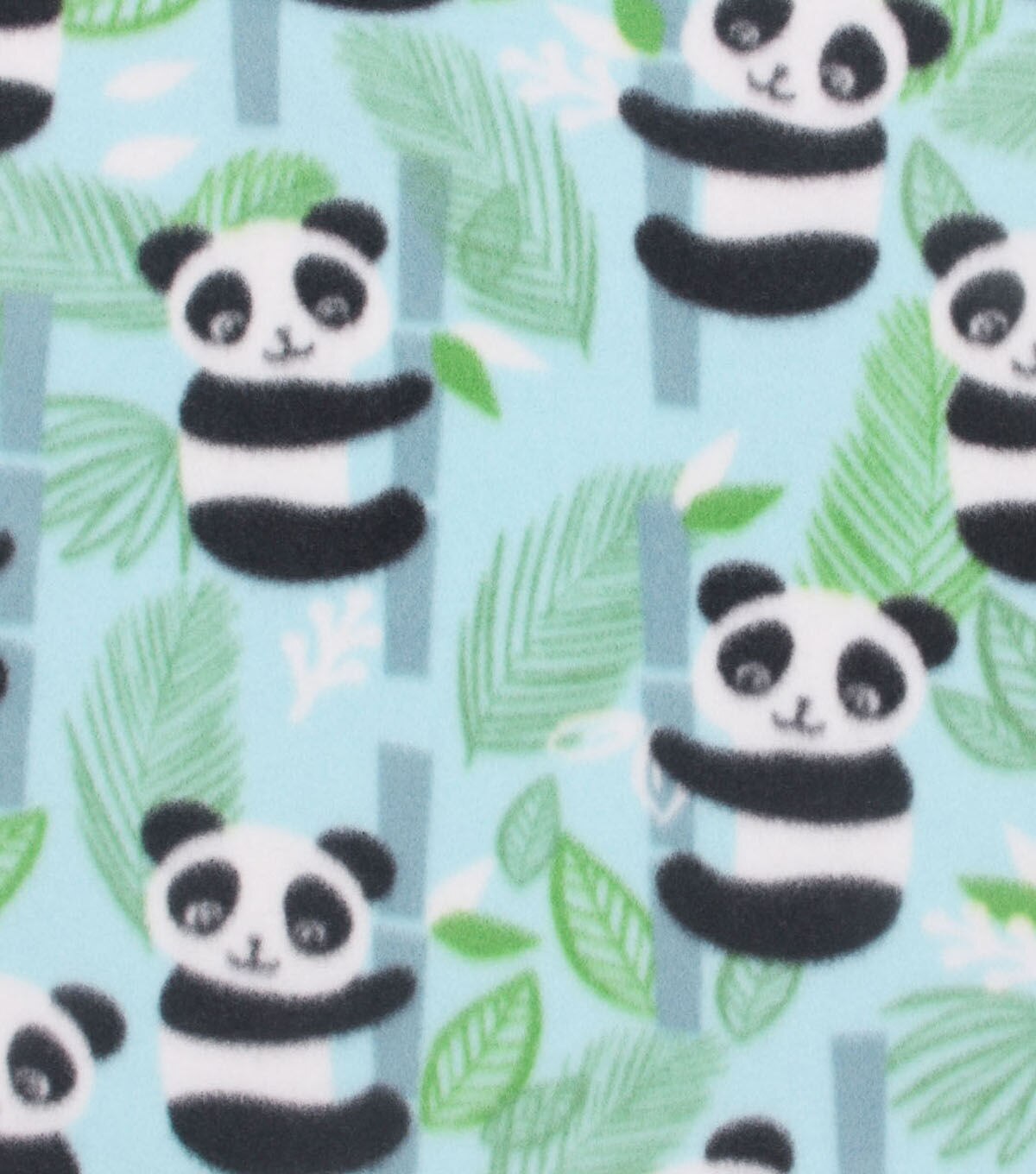 Blizzard Fleece Fabric Panda Aqua