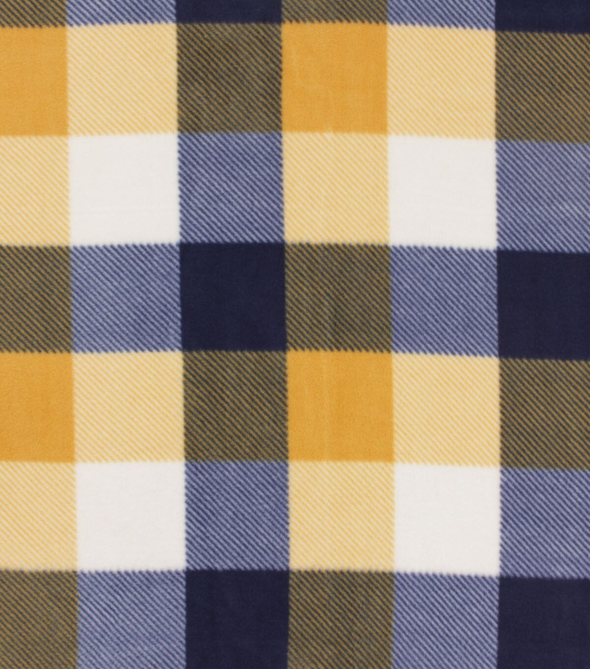 Yellow & Navy Buffalo Checks Anti Pill Fleece Fabric