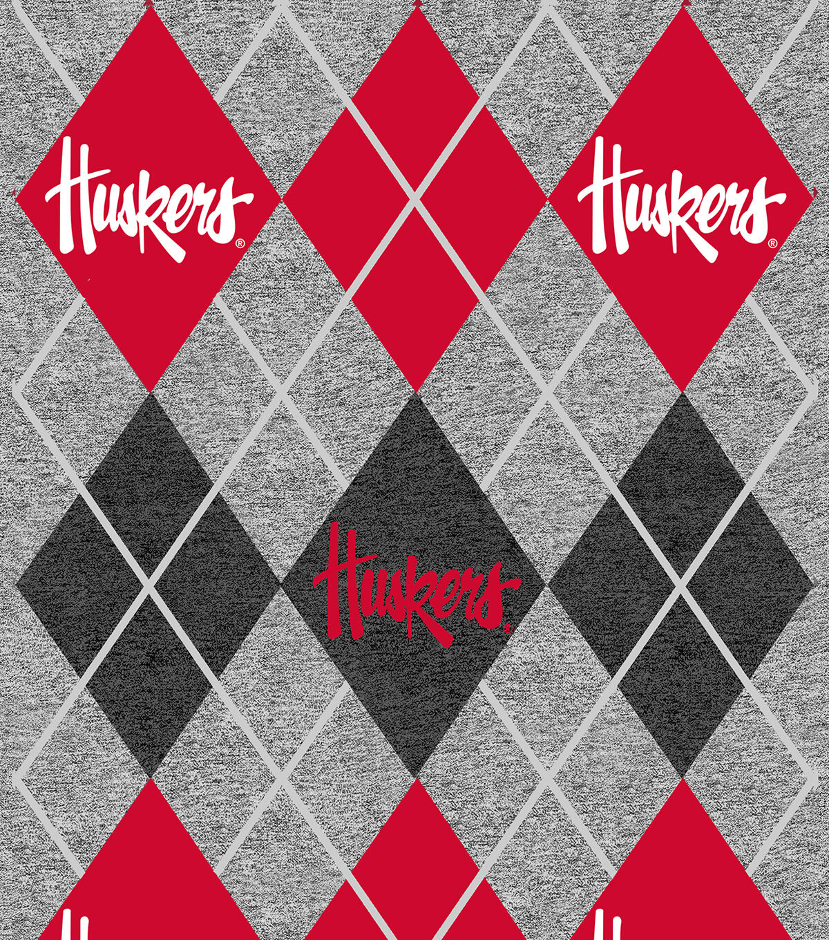 Nebraska Huskers Fleece Fabric Heather Argyle