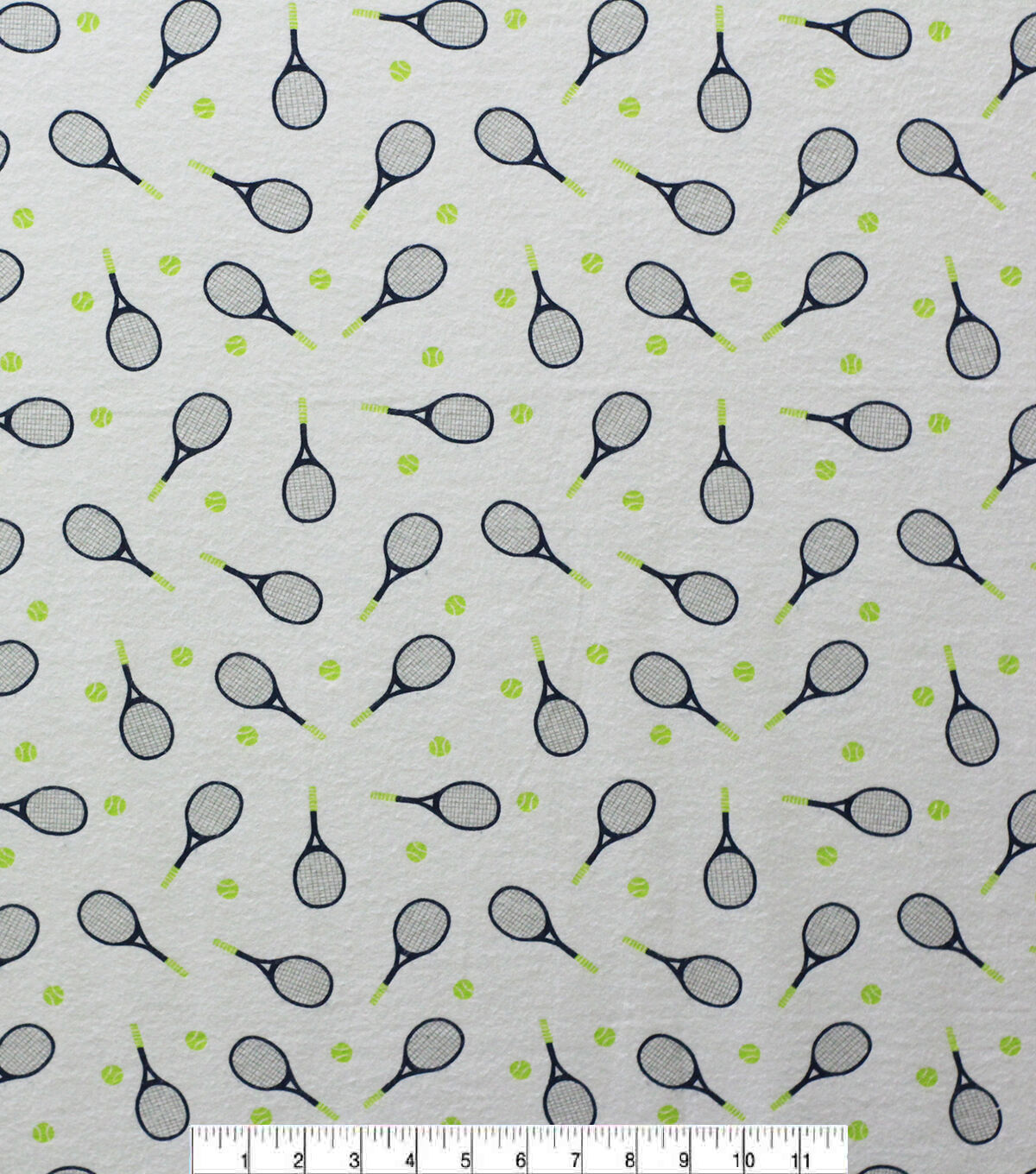 White Tennis Rackets Super Snuggle Flannel Fabric