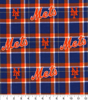 Fabric Traditions New York Mets MLB Flannel Fabric Plaid