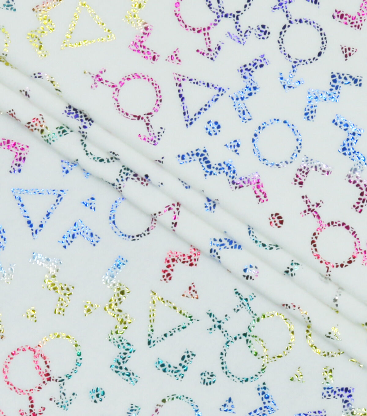 Rainbow Pride Icons on White Pure Plush Fleece Fabric