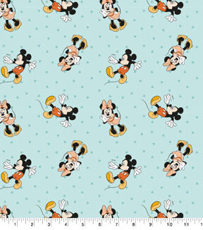 Disney Mickey & Minnie Mouse Oh Boy on Blue Cotton Fabric